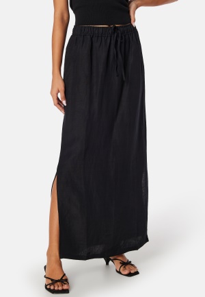 Läs mer om BUBBLEROOM Linen Blend Maxi Skirt Black S