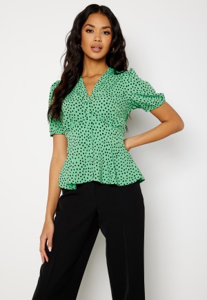 BUBBLEROOM Prue balloon sleeve blouse Green / Patterned 34