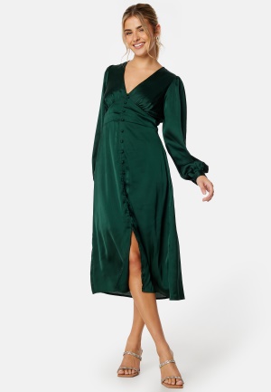 BUBBLEROOM Roberta Satin Dress Dark green 40