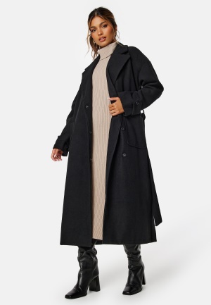 Läs mer om BUBBLEROOM Rue Oversized Wool Blend Coat Black 4XL