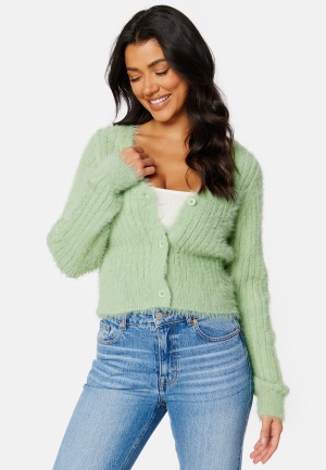 BUBBLEROOM Salmi fluffy knitted cardigan Green XS