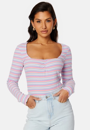 Image of BUBBLEROOM Selda ls striped top Blue / Pink / Striped XS