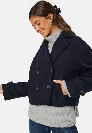 BUBBLEROOM Sophie Short Wool Blend Coat Dark navy 36