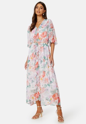 Bilde av Bubbleroom Summer Luxe Frill Maxi Dress Pink / Floral Xl