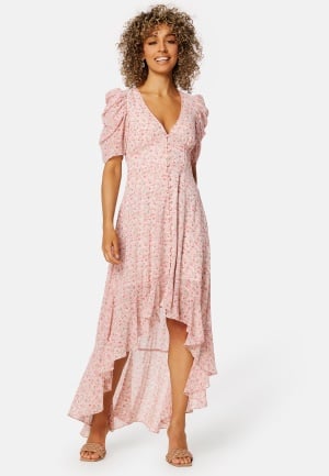 BUBBLEROOM Summer Luxe High-Low Midi Dress Pink / Floral 44
