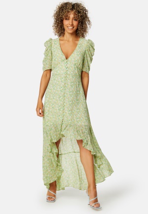 BUBBLEROOM Summer Luxe High-Low Midi Dress Green / Floral 46