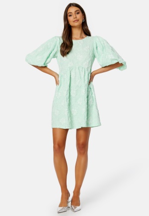 Bilde av Bubbleroom Summer Luxe Puff Mini Dress Green 34
