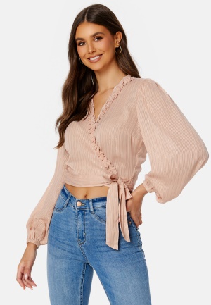 Image of BUBBLEROOM Taylin Frill Wrap Blouse Pink L