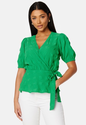 BUBBLEROOM Triniti ss wrap blouse Green 36