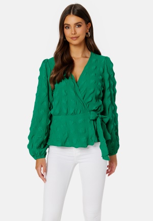 BUBBLEROOM Triniti wrap blouse Jade-green 42