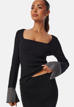 Läs mer om BUBBLEROOM Cherry Rib Knit Top Black L