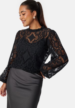 Läs mer om BUBBLEROOM Lace L/S Blouse Black L