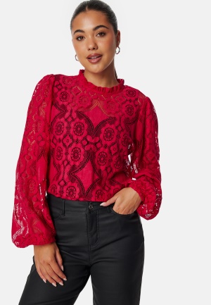 Läs mer om BUBBLEROOM Lace L/S Blouse Red L