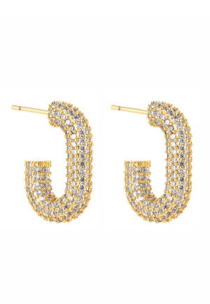 Läs mer om BY JOLIMA U Rock Crystal Earrings Gold One size