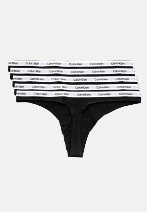 Image of Calvin Klein 5 pack Thong (Low-Rise) BLACK/BLACK/BLACK/B XL