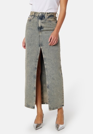 Läs mer om Calvin Klein Jeans Front Split Maxi Denim Skirt 1A4 Denim Medium 30