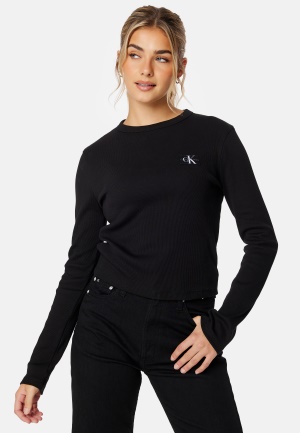 Bilde av Calvin Klein Jeans Woven Label Rib Long Sleeve Beh Ck Black Xs