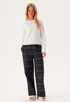 Produktfoto för Calvin Klein Flannel Sleep LS Tee And Pant Set Vit/Svart polyamid Medium Dam