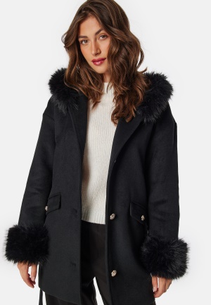 Läs mer om Chiara Forthi Hooded Wool Blend Jacket Black L