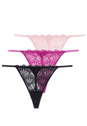 DORINA Leia String 3PP Black/Fuchsia/Pink L