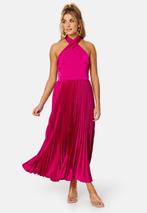 Läs mer om Elle Zeitoune Jaylee Halterneck Midi Dress Mulberry XL (UK16)