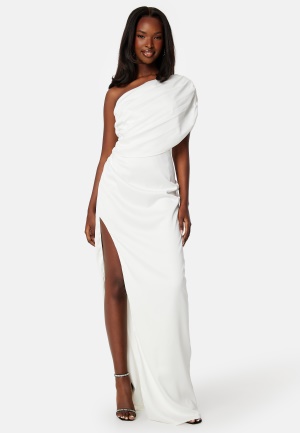 Läs mer om Elle Zeitoune Luna Satin One Shoulder Dress White XL