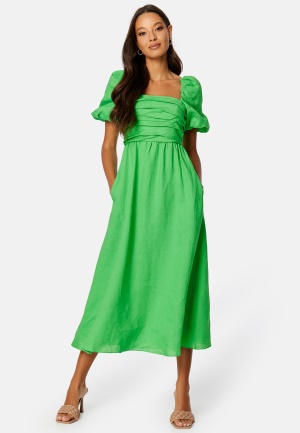 Image of FOREVER NEW Dream Ruched Bodice Midi Dress Chlorophyll 34