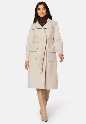 Image of FOREVER NEW Perry Funnel Neck Wrap Coat Cream 34