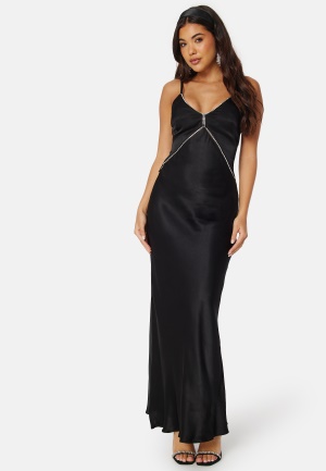 FOREVER NEW Philippa Diamante Slip Midi Dress Black 36
