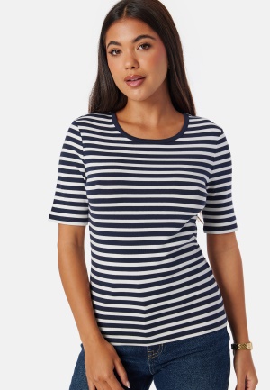 Läs mer om GANT Slim Striped Ribb T-Shirt Evening Blue S