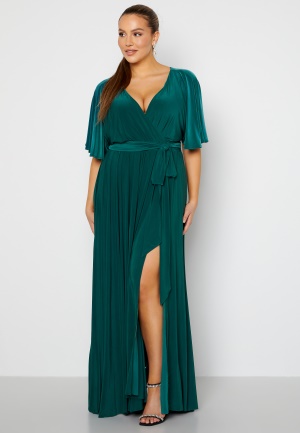 Goddiva Curve Flutter Sleeve Maxi Dress Green 48 (UK20)