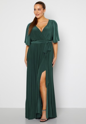 Bilde av Goddiva Curve Flutter Sleeve Maxi Dress Green 50 (uk22)