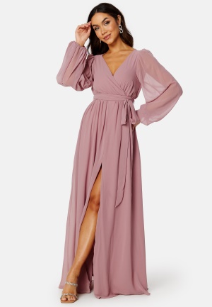 Goddiva Long Sleeve Chiffon Dress Dusk S (UK10)