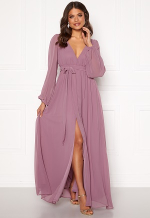 Image of Goddiva Long Sleeve Chiffon Dress Dusty Lavendel XXS (UK6)