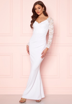 Goddiva Long Sleeve Lace Dress White XXL (UK18)