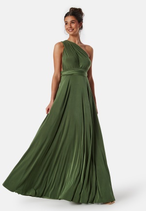 Bilde av Goddiva Multi Tie Maxi Dress Olive Green Xs (uk8)