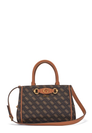 Image of Guess Izzy Small Girlfriend Bag BROWN LOGO/COGNAC One size