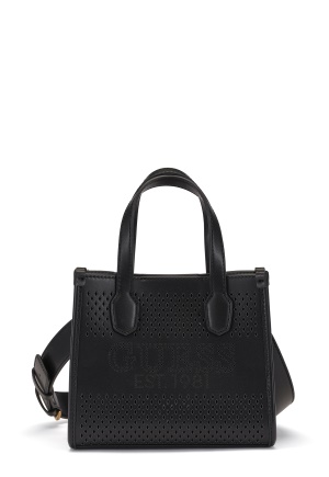 Image of Guess Katey Perf Mini Tote Black One size