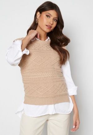 Happy Holly Ariana knitted vest Light beige 48/50