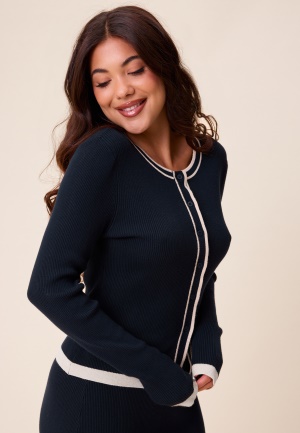 Läs mer om Happy Holly Contrast Knitted Cardigan Navy/Cream 32/34