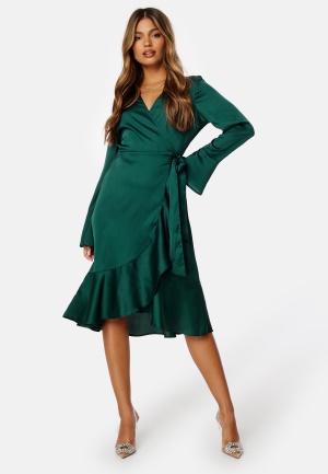 Läs mer om Happy Holly Cora Wrap Dress Dark green 48/50