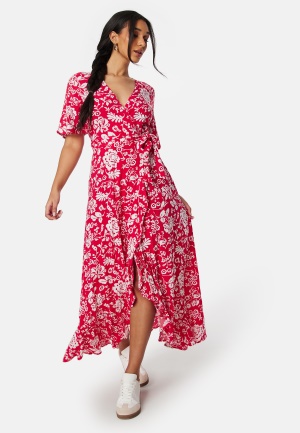 Image of Happy Holly Ellinor long dress Coral red / Patterned 32/34