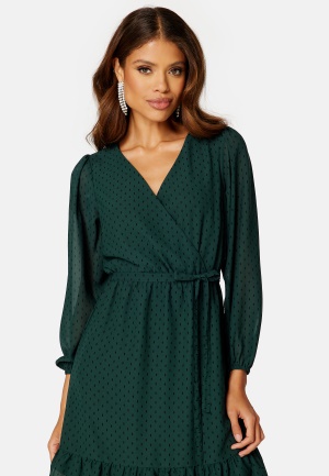 Happy Holly Linn midi Long Sleeve Dress Dark green / Dotted 48/50