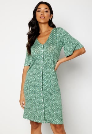 Happy Holly Malini button frill dress Green / Floral 52/54