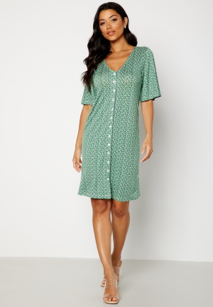 Image of Happy Holly Malini button frill dress Green / Floral 32/34