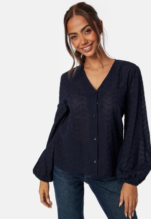 Image of Happy Holly Nisha Broderie Anglaise Blouse Navy 32/34