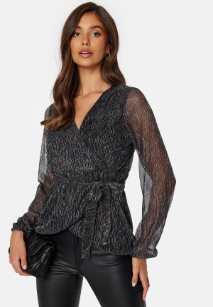 Happy Holly Perley sparkling wrap top Black / Silver 40/42