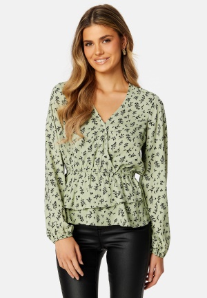 Happy Holly Serene wrap blouse Dusty green / Patterned 32/34