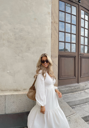 Läs mer om Happy Holly Structure Wrap Dress Offwhite 48/50
