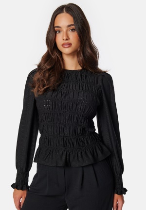 Läs mer om Happy Holly Long Sleeve Smock Top Black 32/34